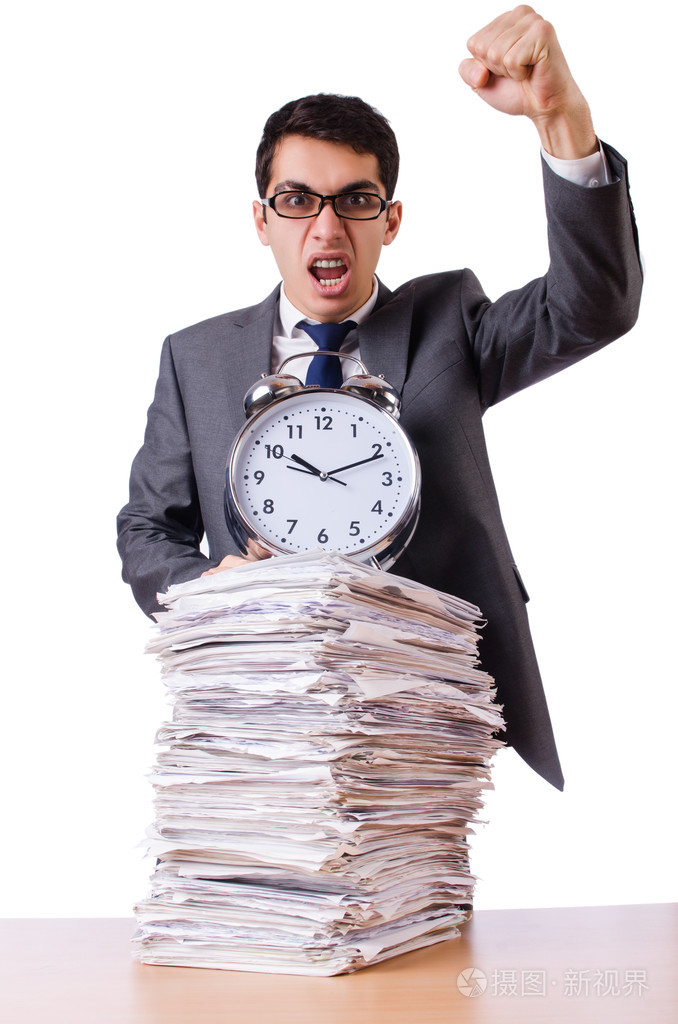 叠文件孤立的白色衬底上的大忙人