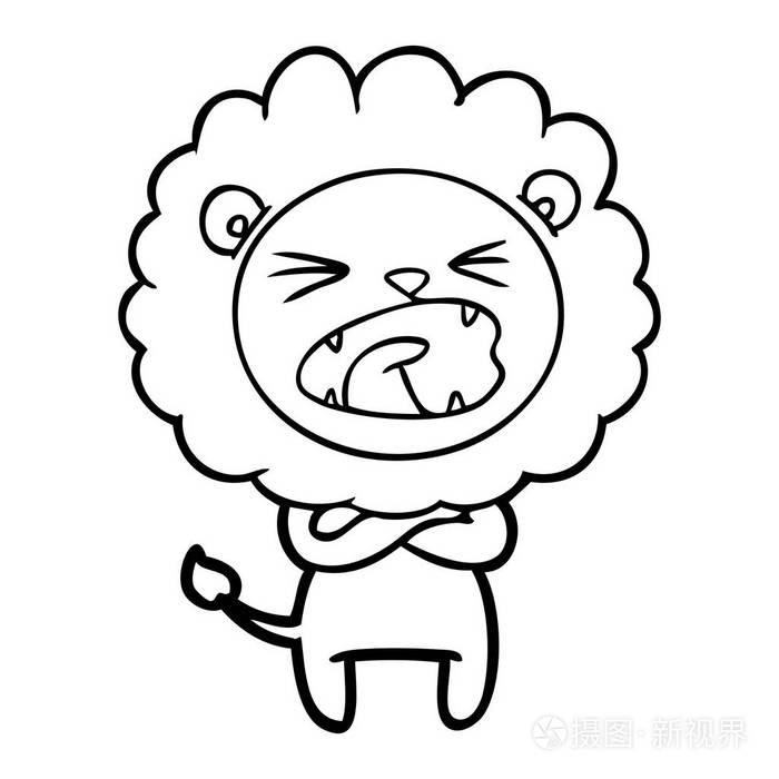 动画片愤怒的狮子的矢量例证