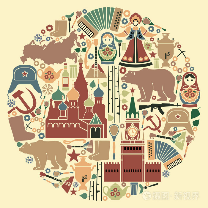 俄罗斯图标形式的一个圆圈