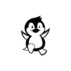 企鹅鸟动物剪影卡通矢量图标图片