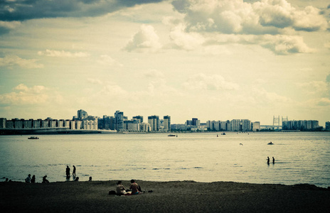 城市景观, 海景, 海滩的人走, 海湾海滩, 人们在海滩上, 人们休息