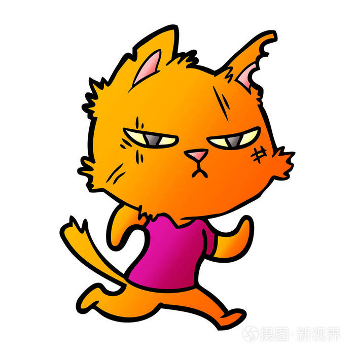 卡通猫跑的矢量图解