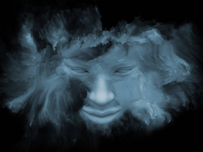 心雾系列。3d. 用分形绘画对人脸的渲染在内心世界梦想情感创造力想象力和人类心智中的主题