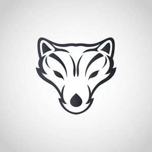 卡通北极狐北极狐徽标图标设计, 矢量插图照片