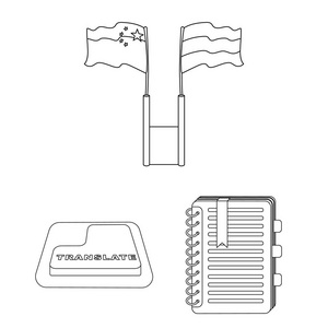 翻译和语言学家为设计设置集合中的图标。解释向量符号股票 web 插图