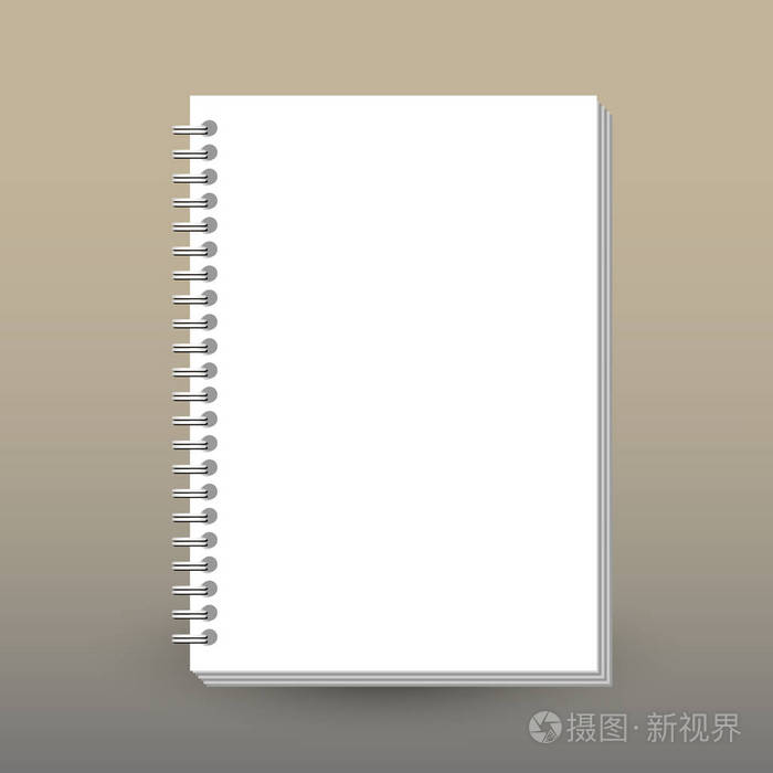 带环形螺旋粘结剂的日记本或笔记本的矢量封面. 格式 A5. 版式小册子概念空白