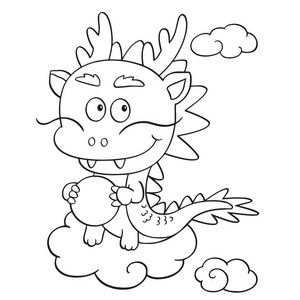 可爱的卡通龙在白色背景为儿童版画, t恤, 彩色书, 有趣和友好的性格