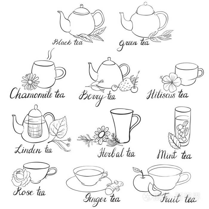 矢量茶具插画-正版商用图片0801c4-摄图新视界