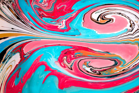 抽象彩色背景。水上油漆的污渍。Ebru 艺术, 大理石纸