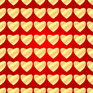 无缝模式的金的心在红色 background.background f