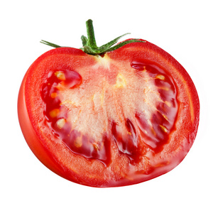 番茄。一半孤立的白色背景上