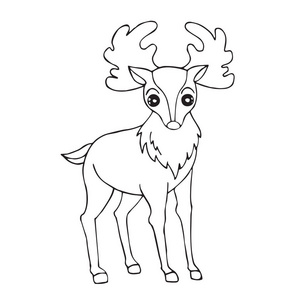 可爱的卡通驼鹿在白色背景的儿童版画, t恤, 彩色书, 有趣和友好的