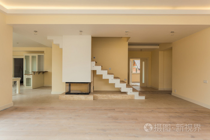 现代壁炉新空房子里
