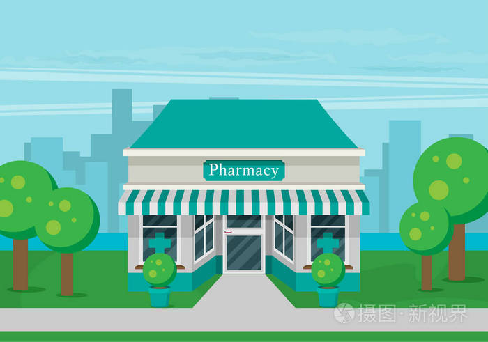 幕墙的药房平面向量