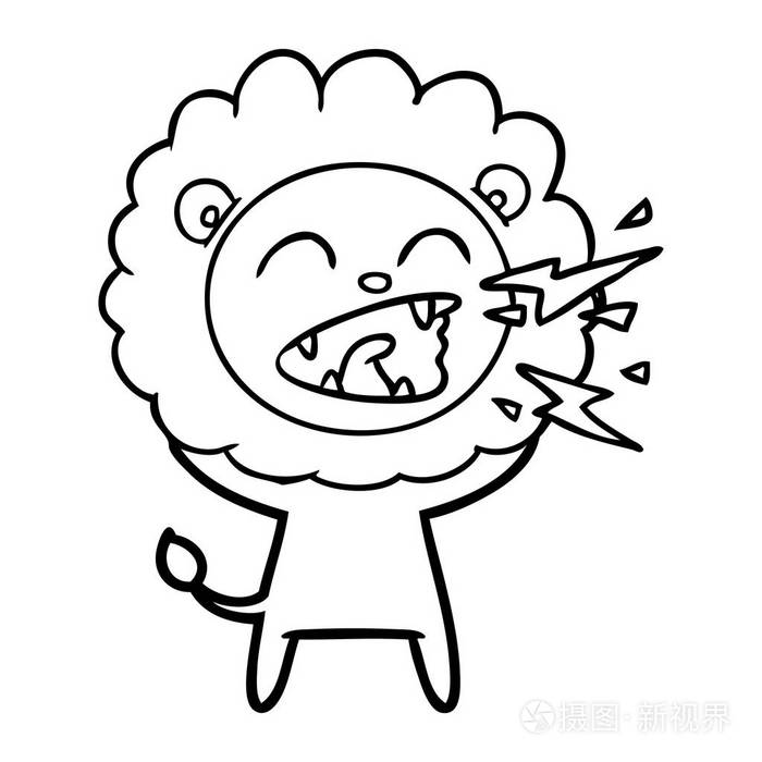 卡通咆哮狮的矢量插图插画-正版商用图片080ee4-摄图新视界