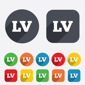 拉脱维亚语言符号图标。 LV翻译