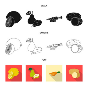 蔬菜水果标志的矢量设计。一组蔬菜和素食矢量股票图标