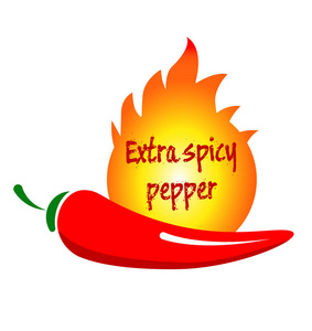 红辣椒图标。在白色背景上隔离的超辣胡椒矢量图示图
