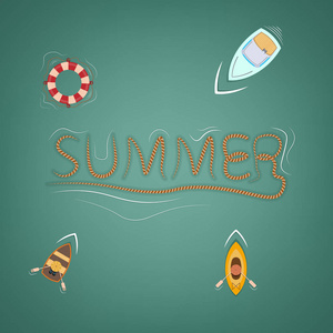 夏天和太阳。夏季主题的矢量插图
