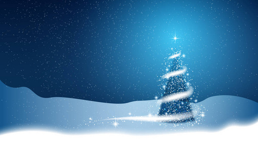 圣诞树, 暴雪, 星星, 雪, 天, 夜, 蓝色背景为新年项目。冬季背景