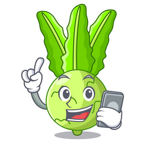 手机卡通绿色大头菜在市场上图片