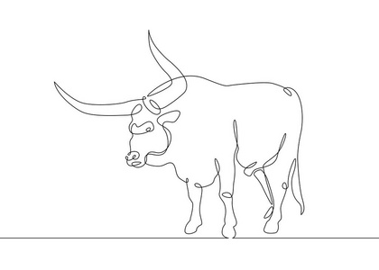 连续线图画公牛母牛图片