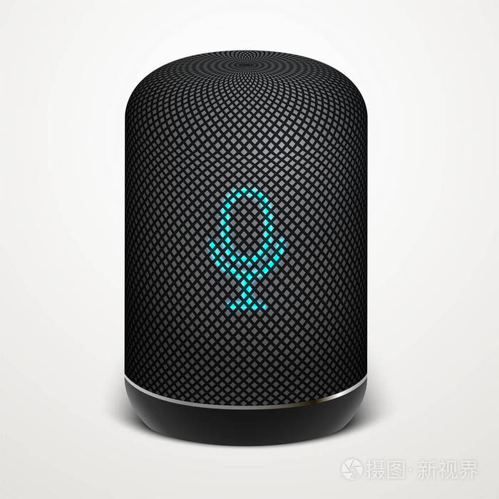 智能扬声器矢量图.语音搜索,搜索技术
