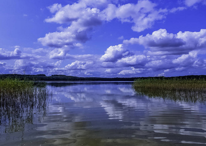 波兰自然Choczewskie 湖在 Choczewo, 波美拉尼亚省, Kaszuby, 波兰的视图