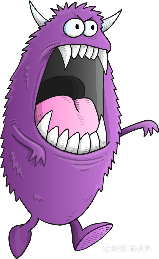 大的紫色万圣节怪物矢量插图艺术