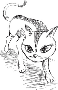 猫小猫素描涂鸦矢量插图艺术