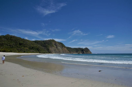 美丽而僻静的海滩 Barrigona 在萨马拉, 哥斯达黎加与宁静的景观, 白沙海滩是最美丽的海滩在哥斯达黎加