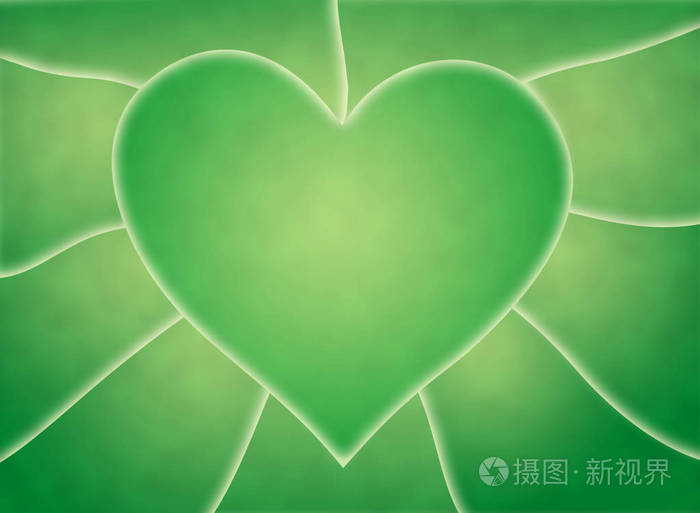 绿色抽象背景和心脏标志爱与健康的象征