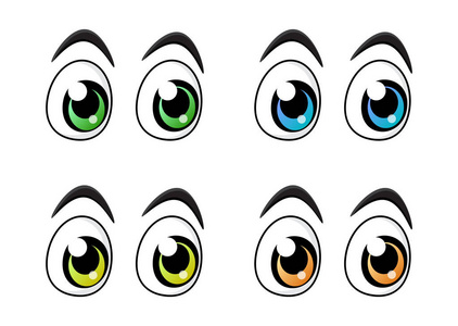 白色背景下的卡通人物眼睛集照片