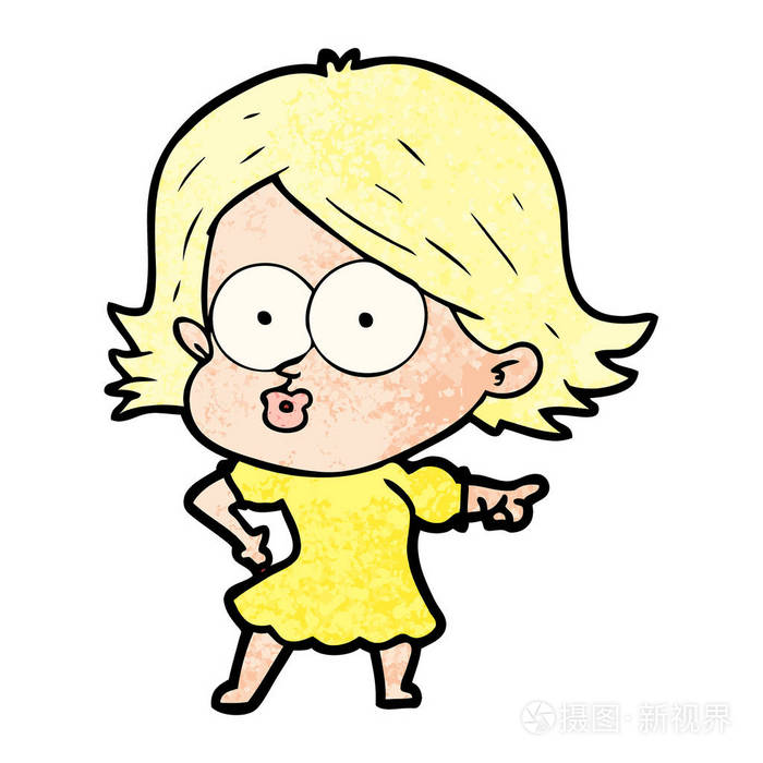 卡通女孩噘嘴的矢量插图