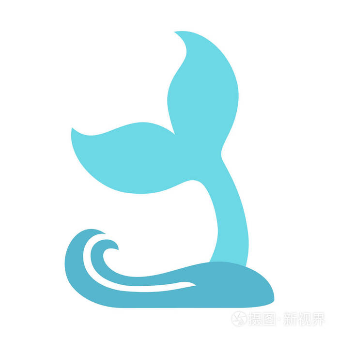 鲸鱼尾巴图标的剪影.鱼尾巴.向量