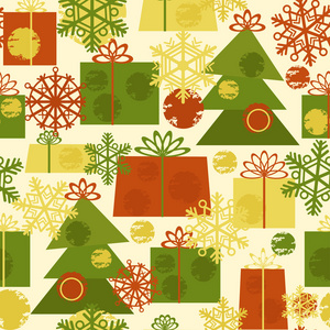 模式与圣诞树和礼物 boxex