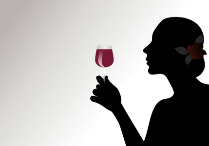红酒和葡萄园向量剪影吸血鬼蝙蝠抱着红酒杯云夫妇的剪影女人喝红酒的