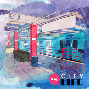 手绘水彩背景有地铁的插图中的素描样式照片