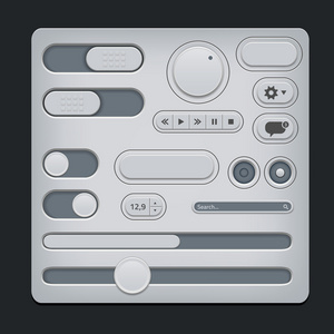 一整套灰色 ui web 元素滑块 开关 按钮等