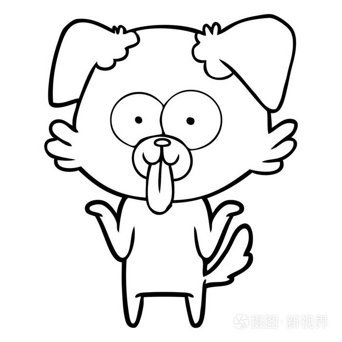 舌头伸出的卡通狗插画-正版商用图片081hd3-摄图新视界