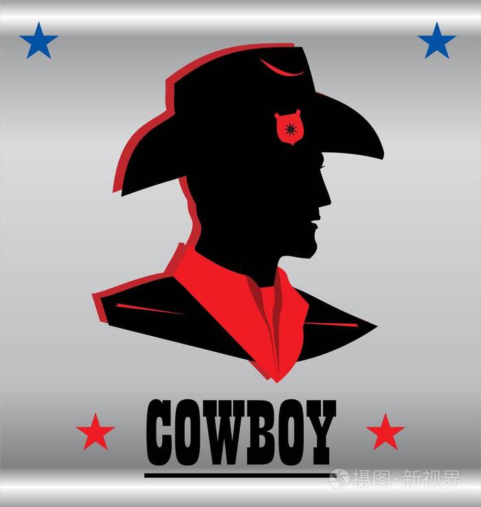 牛仔头像牛仔头侧面视图警长年轻的警长剪影牛仔剪影