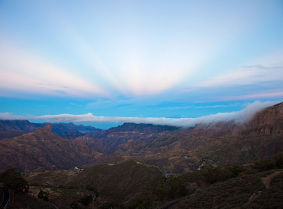 大加那利岛，卡尔德拉德 Tejeda，晨光在日出之前