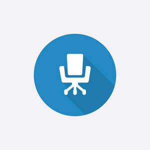 办公椅平蓝色简单图标与长阴影