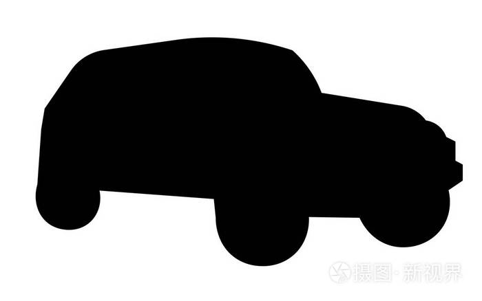 吉普牧马的剪影在白色背景