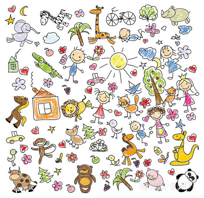 儿童画的涂鸦动物