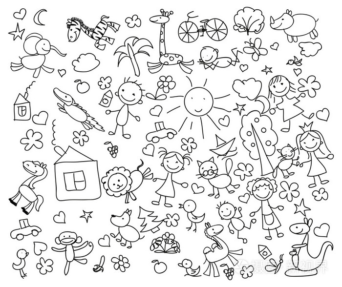 儿童画的涂鸦动物