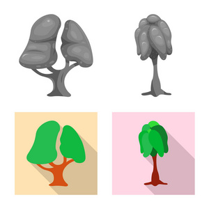 树和自然符号的孤立对象。树和皇冠股票矢量图的收集