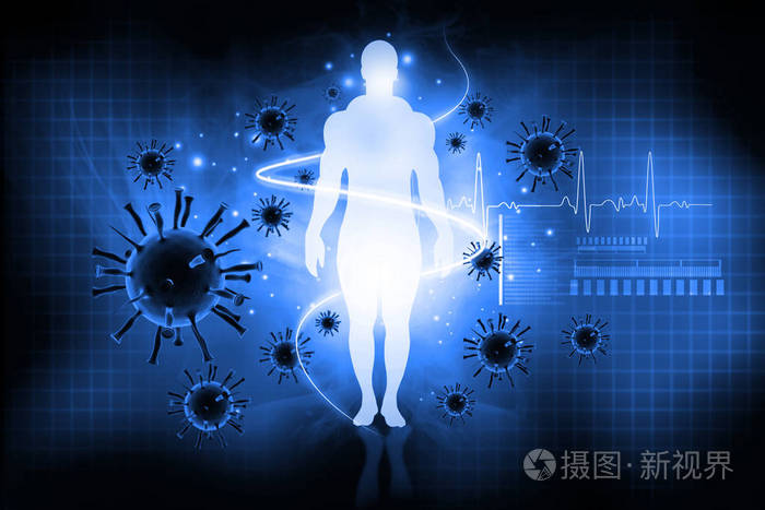 免疫防御概念.3d 插图