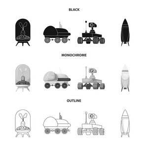 火星的矢量设计和空间图标。收集火星和行星股票向量例证