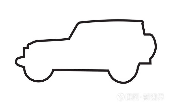 吉普牧马的剪影轮廓白色背景插画-正版商用图片081zev-摄图新视界